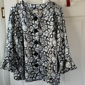 Covington Black and White Patterned Blouse